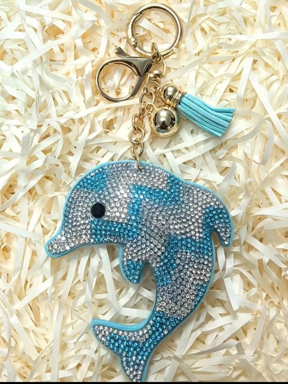 Blue Dolphin Rhinestone Keychain/Purse Charm!! - Picture 3 of 5